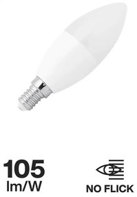 Lampada LED E14 6W C37 105lm/W Colore Bianco Caldo 2.700K
