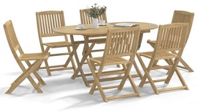 Set Da Pranzo Da Giardino 7 Pz İn Legno Massello Di Acacia /