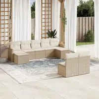 Set Divano da Giardino 9 pz con Cuscini Beige in Polyrattan 3226373