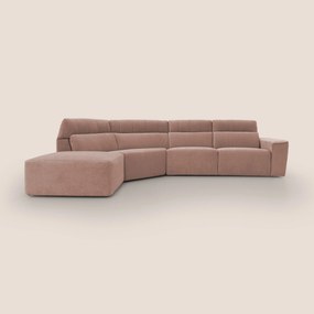 Clark Divano angolare con opzione relax elettrico in tessuto smacchiabile impermeabile T17 rosa