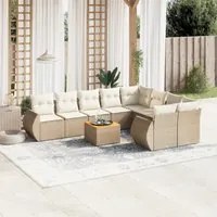 Set Divano da Giardino 10 pz con Cuscini Beige in Polyrattan 3225162