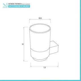 Bicchiere porta spazzolini a muro in acciaio grigio dal design moderno