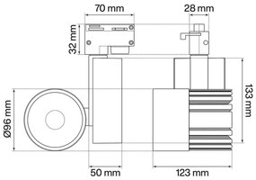 Faretto LED 40W per Binario Monofase CRI92 125lm/W 100° - Bianco Colore Bianco Caldo 3.000K
