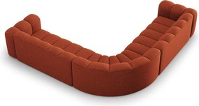 Divano angolare componibile color mattone con rivestimento in ciniglia Lupine – Micadoni