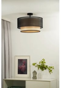 Duolla - Lampadario a plafone WOOD BOHO 1xE27/15W/230V diametro 45 cm nero/beige