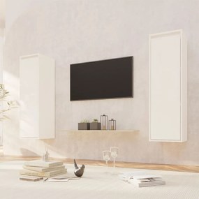 Pensili Bianchi 2 Pz 30x30x100 Cm İn Legno Massello Di Pino /