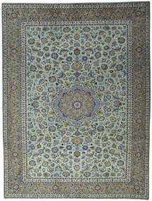 Kashan Tappeto persiano 390 x 300 Verde (Iran) Annodato A Mano