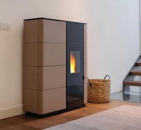 Palazzetti Noah 9 Stufa A Pellet ecofire ad Aria canalizzabile 9kw con Rivestimento in ceramica Caffellatte