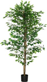 Pianta Artificiale di Ficus con Vaso per Interni ed Esterni 180 cm Verde...