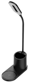 Lampada da tavolo LED LED/3W/5V con ricarica wireless nero