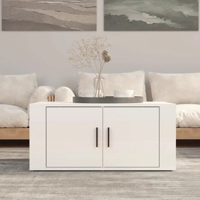 Tavolino da salotto bianco lucido 80x50x36cm legno multistrato