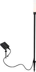 Lampada da terra per esterni nera con LED ricaricabile e solare - Barry