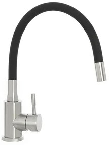 Miscelatore cucina spazzolato in acciaio inox con canna orientabile in silicone