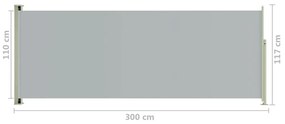 Tenda Laterale Retrattile per Patio 117x300 cm Grigia