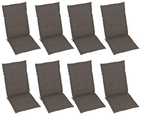 Sedie giardino reclinabili 8pz cuscini massello acacia grigio