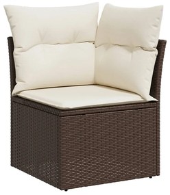 Set divani da giardino 8 pz con cuscini marrone in polyrattan