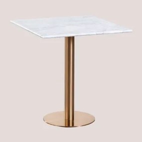 Tavolo Bar Quadrato In Marmo Cosmopolitan Bianco & ↔︎ 70 Cm & Oro Rosa - Sklum