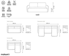 Divano angolare verde allungabile/con contenitore (con penisola a sinistra/con chaise lounge) con rivestimento in ciniglia Lilo – Makamii