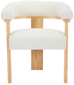 Sedia con braccioli in Tessuto bouclette e Legno di hevea Bianco e Naturale  - LIVELIA di Pascal MORABITO