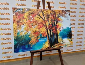 Stampa su tela – Alberi dipinti nei colori dell'autunno