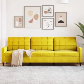 Divano A 3 Posti Giallo 210 Cm İn Velluto /