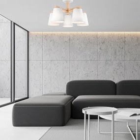 Plafoniera ELLIE 5xE27/60W/230V bianco/rovere