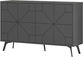 Madia Moderna 4 Ante 123 Cm Design Geometrico Piedi Metallici Dune Antracite