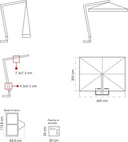Ombrellone da Giardino Decentrato 3x4m in Legno Telo in Acrilico con Balza Danieli Tokio Ecrù...