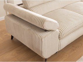 Divano angolare beige (con penisola a destra/a L) con rivestimento in velluto a coste Marbeya – Ropez