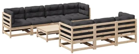 Set divani da giardino 8 pz con cuscini legno massello di pino