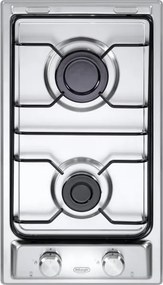 Piano cottura 2 fuochi L 28.8 cm I 23D DE'LONGHI silver griglie in acciaio smaltato