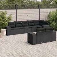 Set Divani da Giardino con Cuscini 8 pz Nero in Polyrattan 3255152