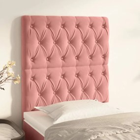 Testiera 2 Pz Rosa 80x7x78/88 Cm İn Velluto /