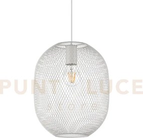 Net sospensione in rete metallica 1 luce attacco e27 24,5cm bianca