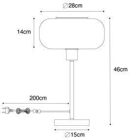 Lampada da tavolo Art Déco nera con vetro ambrato - Bizle
