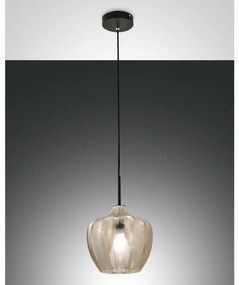 Lampadario Glamour Gallura nero paralume beige E27 LA MIA LUCE