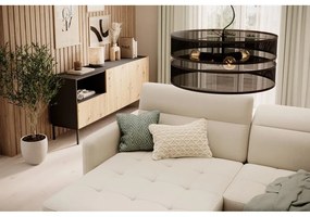 Divano angolare beige allungabile/con contenitore (con penisola a sinistra/con chaise lounge) e rivestimento in velluto Gomsi – ELTAP