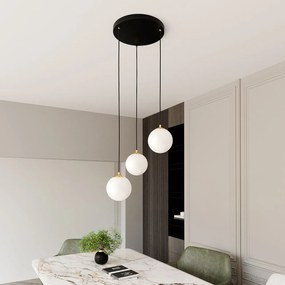 Lampadario a sospensione in Acciaio ROYAL 3 Nero/Bianco e Oro 3xE14