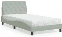 Letto con Materasso Grigio Chiaro 100x200 cm in Velluto 3208640