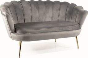 Divano Camelia 2 in velluto grigio - Blu14/oro