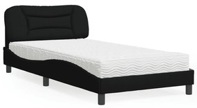 Letto con materasso nero 100x200 cm in tessuto