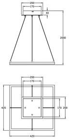 Fabas Luce 3394-40-225 - Lampadario a sospensione con filo LED dimmerabile BARD LED/39W/230V oro