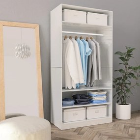 Armadio Bianco Lucido 100x50x200 Cm İn Legno Multistrato /