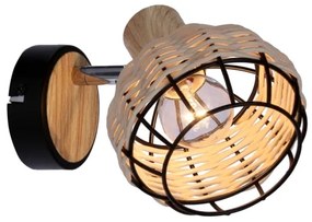 Faretto da parete TAJGA 1xE14/40W/230V rattan/nero