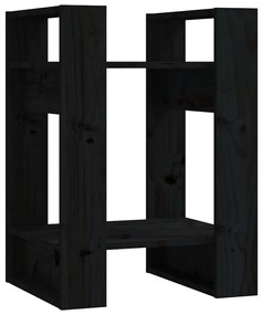 Libreria/Divisorio Nero 41x35x57 cm in Legno Massello di Pino