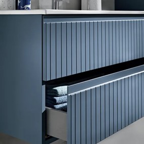 Mobile da bagno sospeso moderno con base 100 ARTICO con 2 cassetti e lavabo BLU