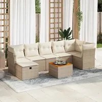 Set Divano da Giardino 8 pz con Cuscini Beige in Polyrattan 3325768