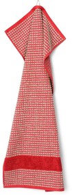 Asciugamano rosso in spugna di cotone biologico 50x100 cm Check - JUNA