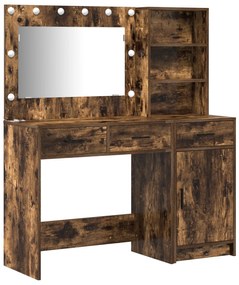 Set di 2 pezzi per la toeletta con led in rovere affumicato in legno ingenerizzato
