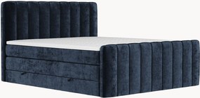 Letto boxspring in ciniglia fatto a mano con contenitore Novara, H4